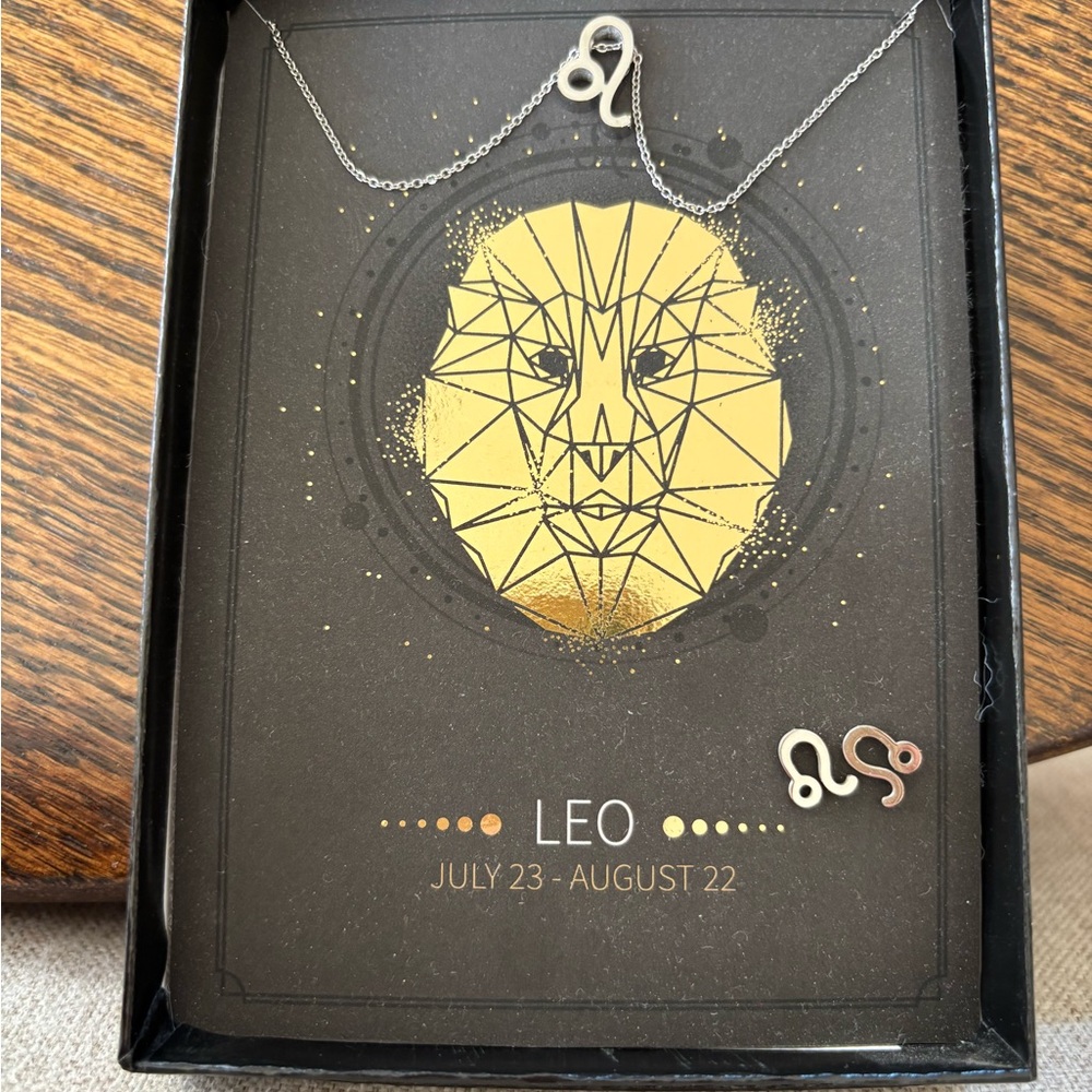 Silver Leo Zodiac Necklace and Pendant Set